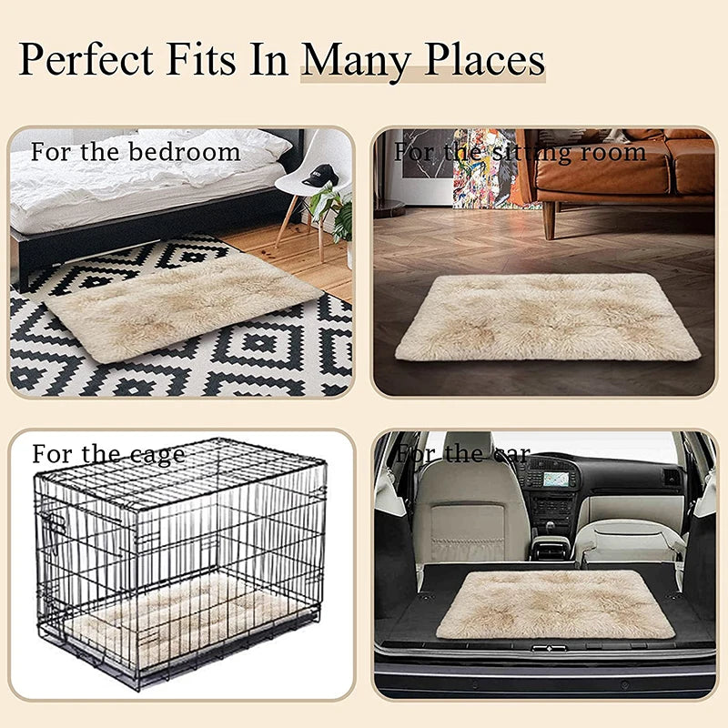Benepaw  Fluffy Calming Dog Bed Washable Pet Mat Waterproof Anti-Slip Anti-Anxiety Pet Kennel for Large Medium Small Puppy Cats