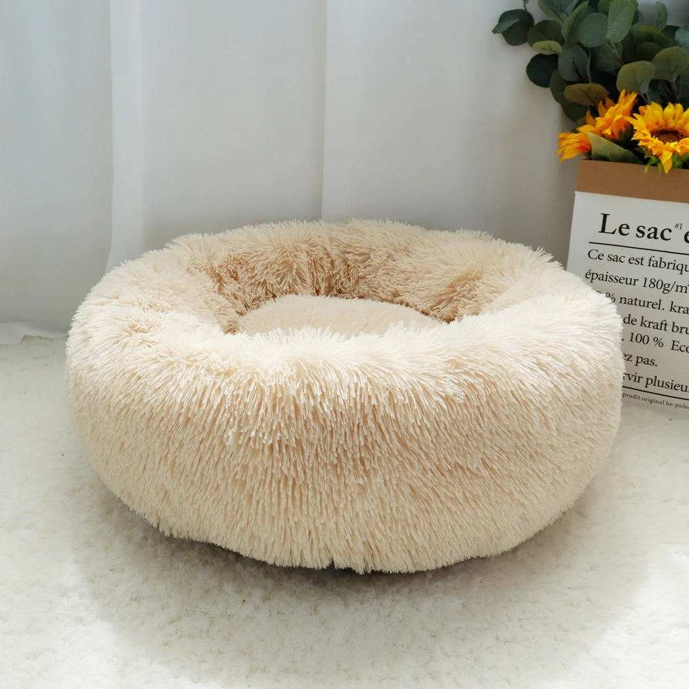 Pet Dog Bed Mat Fluffy Calming Dog Bed Blanket Long Plush Cat Dog House Beds Hondenmand Round Lounger Sofa Sleeping Bag Kennel