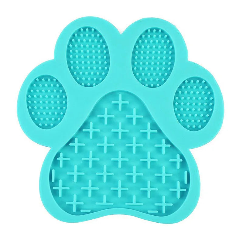 Dog Silicone Licking Pad Paw Shape Pet Slow Food Mat With Suction Cup Slow Food Pet Cat Dog Licking Mat