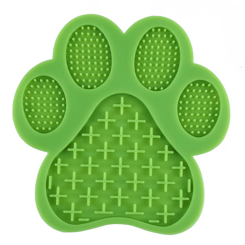 Dog Silicone Licking Pad Paw Shape Pet Slow Food Mat With Suction Cup Slow Food Pet Cat Dog Licking Mat