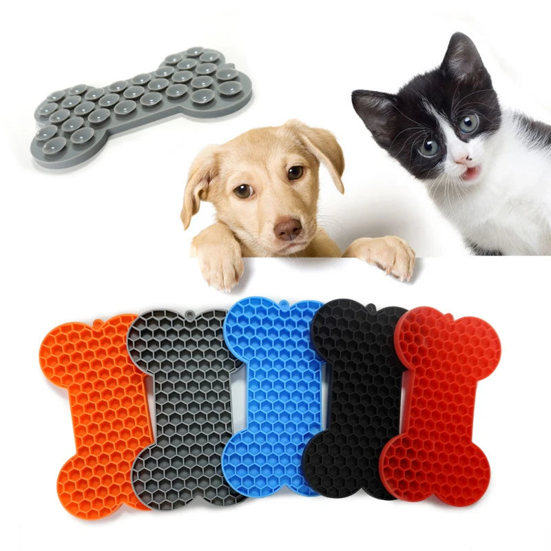 1PC Dog Slow Food Pad Bone Silicone Pet Licking Pad Pet Placemat Cat Slow Feeding Mat Dog Lick Mats Silicone
