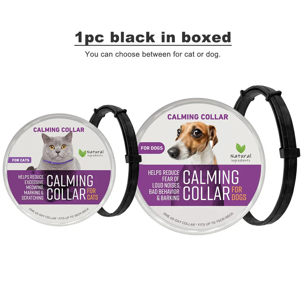 38/70cm Effective Safe Calming Collar for Cats Dog Adjustable Anxiety Reduction Pheromone Pet Collar Lasting Natural Calm Collar