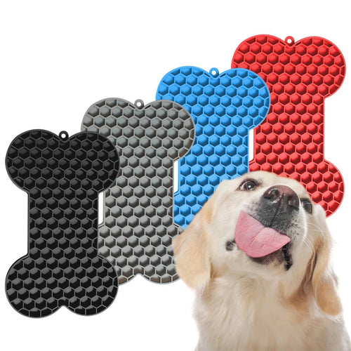 1PC Dog Slow Food Pad Bone Silicone Pet Licking Pad Pet Placemat Cat Slow Feeding Mat Dog Lick Mats Silicone