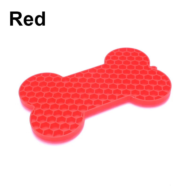 1PC Dog Slow Food Pad Bone Silicone Pet Licking Pad Pet Placemat Cat Slow Feeding Mat Dog Lick Mats Silicone