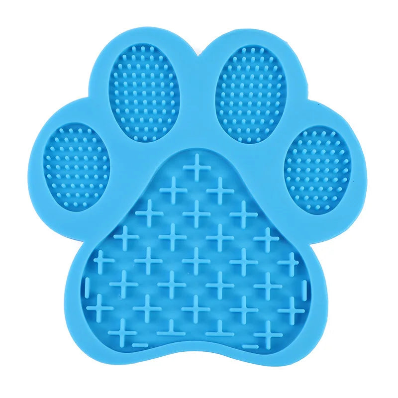 Dog Silicone Licking Pad Paw Shape Pet Slow Food Mat With Suction Cup Slow Food Pet Cat Dog Licking Mat