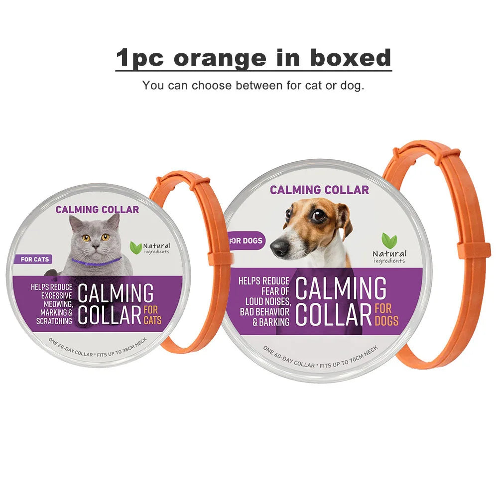 38/70cm Effective Safe Calming Collar for Cats Dog Adjustable Anxiety Reduction Pheromone Pet Collar Lasting Natural Calm Collar