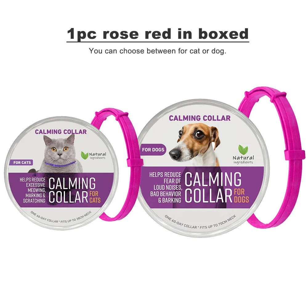 38/70cm Effective Safe Calming Collar for Cats Dog Adjustable Anxiety Reduction Pheromone Pet Collar Lasting Natural Calm Collar