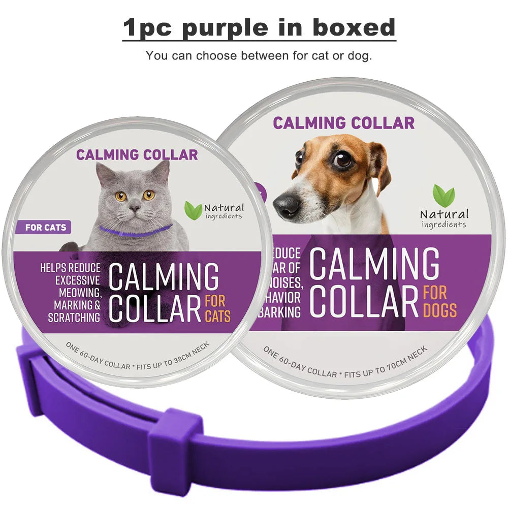Pet Calming Collar for Cats Effective Relief Reduce Anxiety Stress Pheromones Relaxing Breakaway Collar for Kittens Puppies Dogs