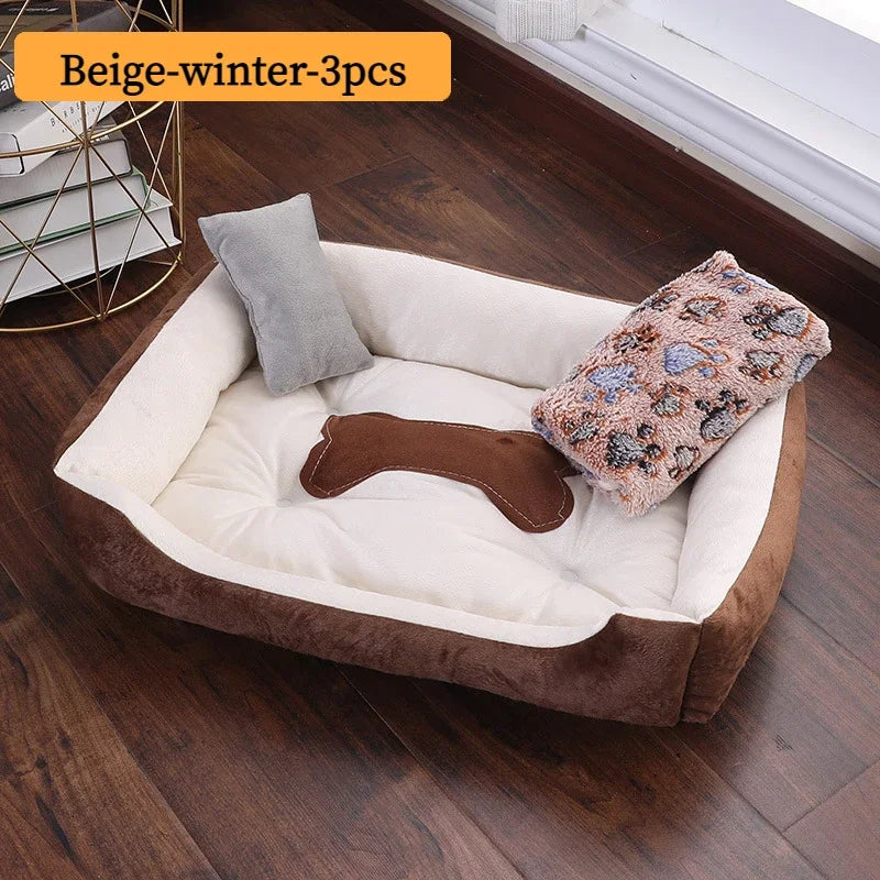 Bed for Dog Cat Pet Square Plush Kennel Medium Small Dog Sofa Bed Cushion Pet Calming Dog Bed House Pet Supplies Accessories