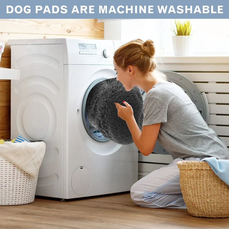 Benepaw Plush Cat Dog Bed Calming Round Donut Pet Bed for Small Medium Dogs Anti Anxiety Fluffy Washable Puppy Cushion Anti-Slip