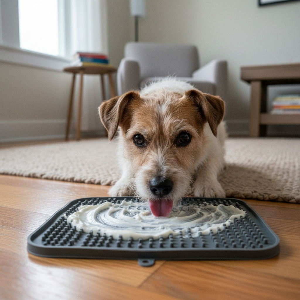 Anxious dog calming down